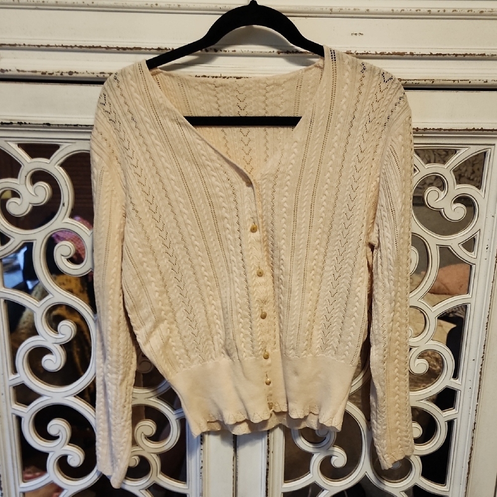 Cream Cardigan Sweater